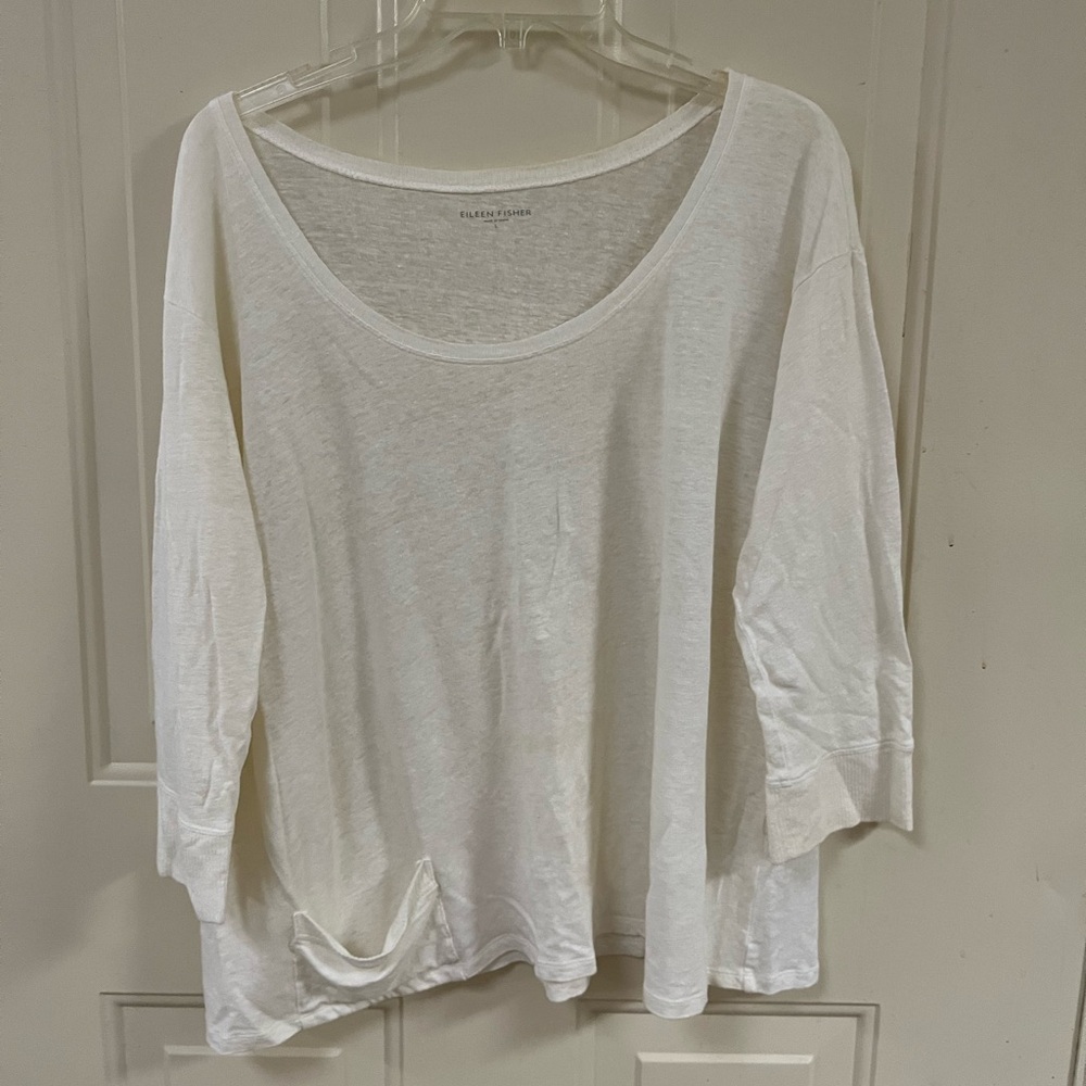 Eileen Fisher Cream Long Sleeve Top